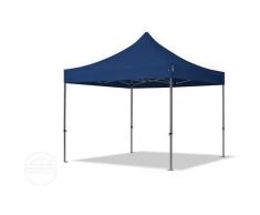 3x3 m Faltpavillon TOOLPORT, PREMIUM Stahl 40mm, Seitenteile mit Rechteckfenstern, blau