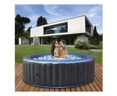 Mspa - 6 Personen Whirlpool aufblasbar BERGEN Outdoor Garten Massage Pool NEU 2022 (Anthrazit/Blau)