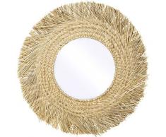 Runder Boho Bali -Wandspiegel aus natürlichem Seegras (60 cm) - Rewu Natural wood - Glas, Seegras