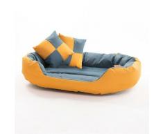Hundebett Hundekissen Hundekorb Haustierbett Matte Hundesofa Katze Gelb/Blaugrau 150x120x25 cm