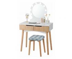 COSTWAY Schminktisch, Make-up Tisch, Frisiertisch Holz, Frisierkommode, Kosmetiktisch mit