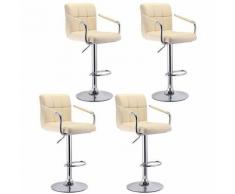 Wyctin - 4pcs Barhocker mit Armlehnen Lehne Belastbar bis 120kg Höhenverstellbar Beige