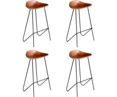 Barhocker 4 Stk. Braun Echtleder