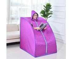 Mobile Dampfsauna mit Kopfhaube, Wärmekabine Saunakabine Sitzsauna Heimsauna Spa 1000W Lila