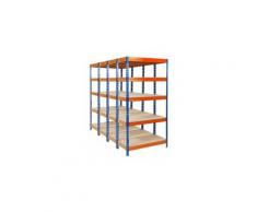 Certeo - Mega Deal | 4x Kellerregal | HxBxT 180 x 90 x 60 cm | Traglast 875 kg | - Blau-Orange