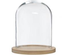 Glocke - Glas und Holz - transparent - H29 -5 cm Atmosphera Transparent