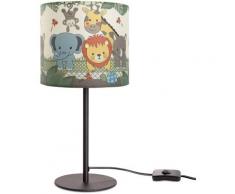 Kinderlampe led Tischlampe Kinderzimmer Lampe Dschungel-Tiere, Tischleuchte E14 Schwarz, Grün (Ø18
