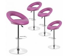 Oobest - Barhocker 360° frei drehbar höhenverstellbar mit Fußstütze für Küche | Lila | 4er-Set