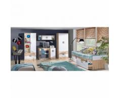 Kinderzimmer Komplett - Set B Fabian, 5-teilig, Farbe: Eiche Hellbraun / Weiß / Grau