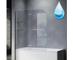 Badewannenaufsatz 2-teilig Glas Faltwand schwenkbar Badewannenabtrennung 120cm - Sonni