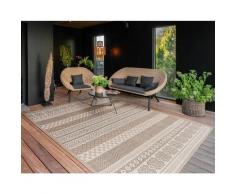 Paco Home - In-& Outdoor Teppich Balkon Terrasse Küchenteppich Modernes Boho Ethno Muster Beige, 80