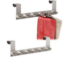 2 x Türgarderobe, Kleiderhaken aus Edelstahl, 6 Haken, stumpfe Türen bis 4cm, Türhakenleiste zum
