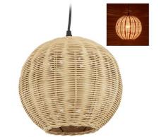 Rattan Lampe, Lampenschirm in geflochtener Optik, für Küche, Ess- & Schlafzimmer, E27, HxD 126 x 22