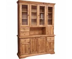 Vitrine im Country-Stil aus massivem Lindenholz mit natürlichem Finish L156xPR50xH200 cm. Made in