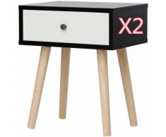 2x Nachttisch mit 2 Schublade Nachtschrank Nachttisch Telefontisch Couchtish 40x30x50cm Weiß +