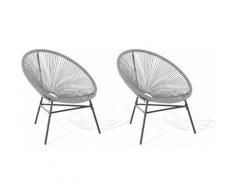 Beliani - Gartenstuhl 2er Set Hellgrau Polyrattan Spaghetti-Optik Modern Mexikanischer Stil Outdoor