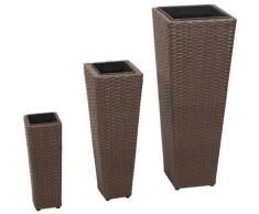 Garten-Hochbeet 3-tlg. Poly Rattan Braun