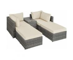 Rattan Lounge mit Aluminiumgestell San Domino - Gartenlounge, Terrassenmöbel, Rattan Lounge - grau