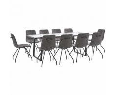 11-tlg. Essgruppe Dunkelbraun Kunstleder