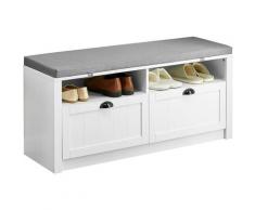 Sobuy - FSR90-W Schuhbank mit Stauraum Sitzkommode Sitzbank mit Sitzkissen Spieltruhe Schuhtruhe