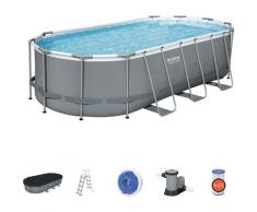 Aufstellpool Bestway Power Steel Eiförmig 549x274x122 cm mit Kartuschenreiniger 5.678 l/s mit