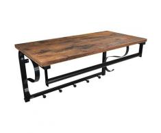 VASAGLE Wandgarderobe Wandregal mit 5 Haken und Ablage, im Industrie-Design, Hakenleiste mit