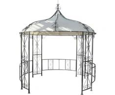 Pergola Cabrera, Rundpavillon Garten Pavillon, stabiles Stahl-Gestell, Ø 3m ~ creme