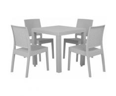 Gartenmöbel Set Rattanoptik hellgrau 4-Sitzer FOSSANO