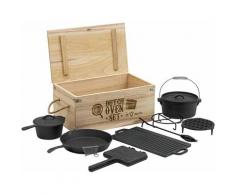 Bbq-toro - 10-teiliges Dutch Oven Set in Holzkiste | Gusseisen bereits eingebrannt