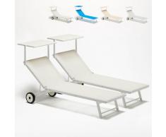 2 Sonnenliegen Strandliegen aus Aluminium mit Rollen für Garten Swimmingpool Alabama | Weiß