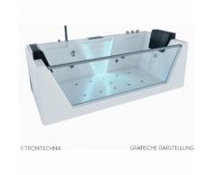 TroniTechnik Whirlpool Badewanne MYKONOS 180cm x 88cm mit Heizung, Wasserfall, Hydromassage und