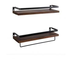Wottes - 2 pcs Wandmontiertes Lagerregal aus Holz Handtuchhalter Badezimmer Küche Haltegriff
