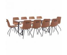 11-tlg. Essgruppe Braun Kunstleder