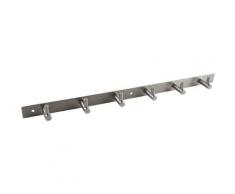 Garderobenleiste Linosa mit 6 Haken, Breite 460 mm, Edelstahl gebürstet