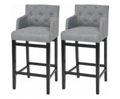 Barhocker 2 Stk. Hellgrau Stoff
