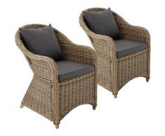 2 Rattansessel mit Aluminiumgestell inkl. Sitzkissen und Rückenkissen - Rattanstuhl, Gartensessel,
