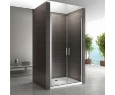 Duschtür 68-140 cm, Duschabtrennung aus 6 mm durchsichtigem ESG Sicherheitsglas mit