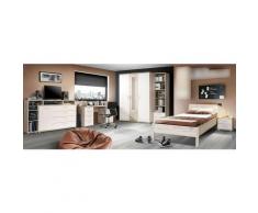 Jugendzimmer Beach in Sandeiche und Weiß 6 teiliges Komplett Set mit Kleiderschrank, 140er Bett und