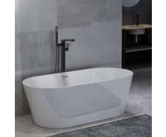 Freistehende Badewanne und Wasserhahn 220 L 90 cm Schwarz