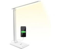 LED Schreibtischlampe 3 Lichtfarben 5 Helligkeitsstufen Touch USB Ladeanschluss Dimmbar Tischlampe