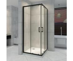 Duschkabine mit Schiebetüren Eckdusche mit Rollensystem aus ESG Glas 190cm Hoch mit schwarze