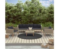 4-tlg. Garten-Lounge-Set mit Auflagen Poly Rattan Beige