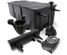 Set: Teichfilter 90000l SuperEco 80W Pumpe 24W UVC Teichklärer Springbrunnenpumpe-Skimmer