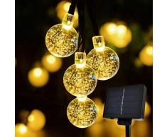 6,5 m Solar-Lichterkette, 30 LED-Birnen, 8 Beleuchtungsmodi, IP65 wasserdicht mit 2 V 100 mA