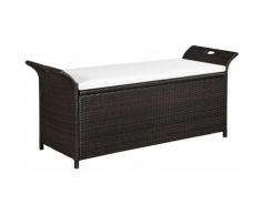 Truhenbank mit Polster 138 cm Poly Rattan Braun