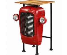 Bartisch Traktor Mangoholz Massiv Rot 60x60x107cm