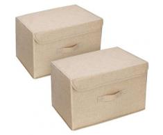 Modou - 2er-Set Stoff-Aufbewahrungsbox mit Deckel, faltbare Aufbewahrungskörbe mit Deckel und
