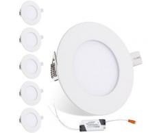 Hengda - 6W led Einbaustrahler Rund Ultra Flach Panel Leuchte Einbauleuchten mit Trafo Panellampe 3