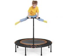 ?120 cm Mini Trampolin faltbar, Fitness Trampolin mit hoehenverstellbarem Griff, Kindertrampolin,