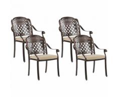 Gartenstuhl 4er Set Dunkelbraun Aluminium 4 Sitzkissen Manfria